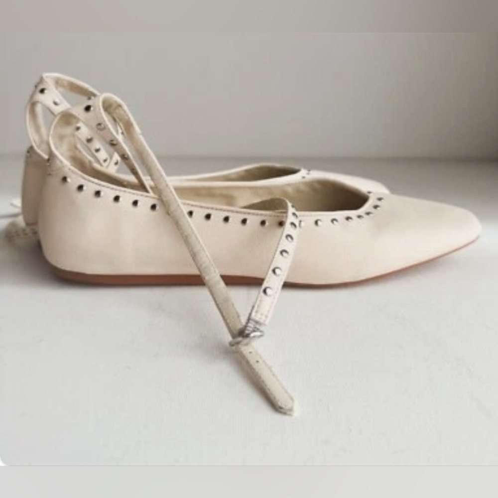 Sz 8, 9 Zara Studded Ankle Strap Ballet Flats New - Picture 5 of 10